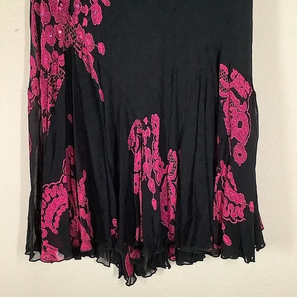 VINTAGE Mesh Y2K Skirt Handkerchief Hem Fairy Grunge Whimsigoth Black Pink 1X - Picture 4 of 11